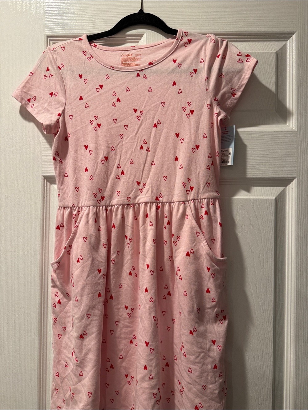 Cat & Jack Pink Dress with Red Heart Print